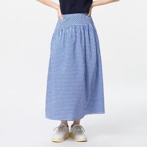 Uniqlo navy gingham maxi skirt